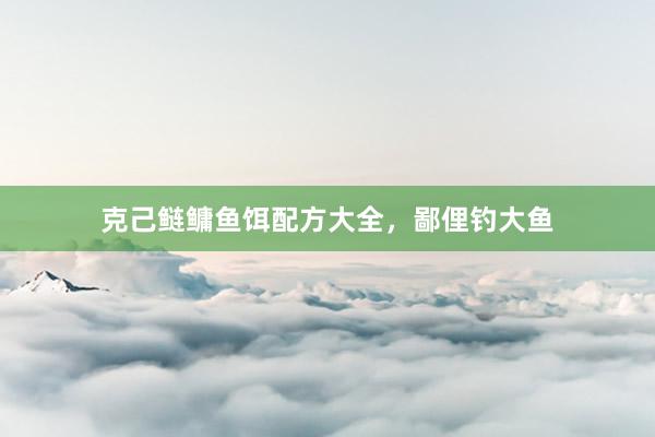 克己鲢鳙鱼饵配方大全，鄙俚钓大鱼